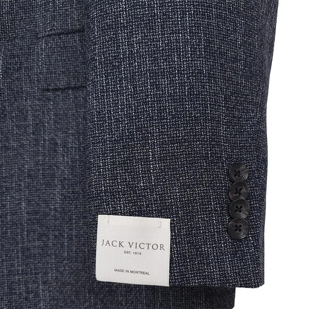 Jack Victor Mens Midland Unstructured Sport Coat 46R Blue Textured Melange Wool